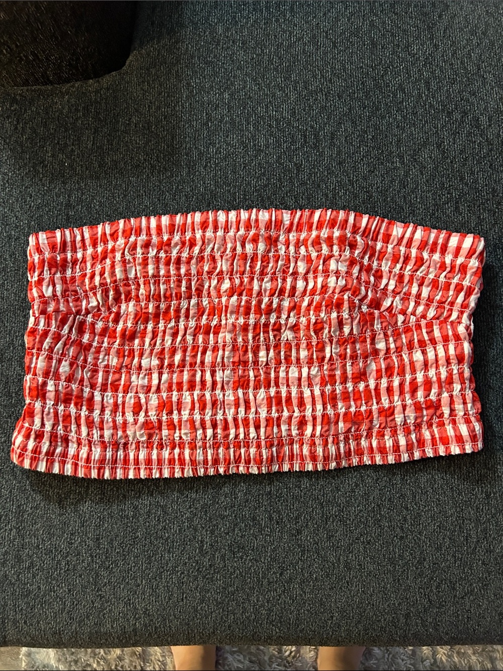 Universal Thread Red and White Gingham Smocked Tube Top